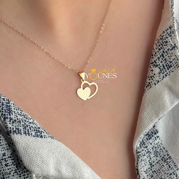 آویز دوقلب طلا لیزری